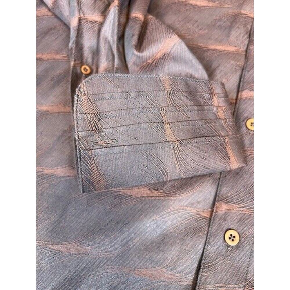 Biani Men's Shirt Button-Front Long Sleeve French Cuff Covered Buttons Size 2XL - Picture 3 of 8